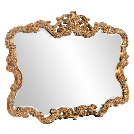 Wide Decorative Gold Leaf Mirror