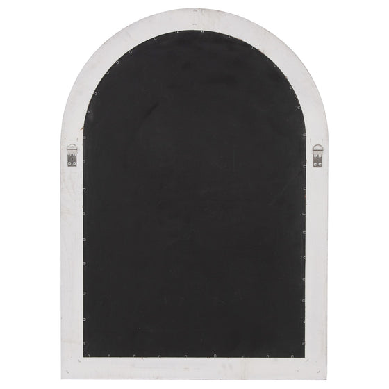 Whitewashed Mirror with Arched Panel Window Design