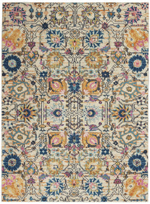  4' X 6' Orange And Ivory Floral Power Loom Area Rug
