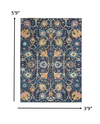 4' X 6' Navy Blue Floral Power Loom Area Rug