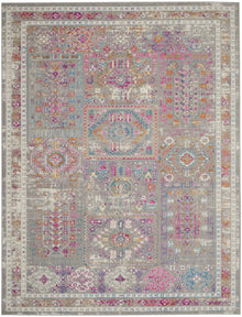  7' X 10' Pink and Gray Abstract Power Loom Area Rug