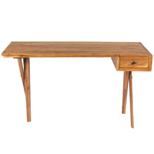  54" Brown Acacia Wood Writing Desk