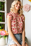 Red Floral Sleeveless Shirt