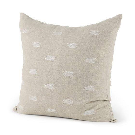 Beige And White Square Accent Pillow Cover