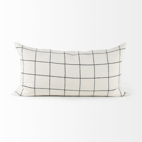 White And Black Grid Lumbar Accent Pillow Cover