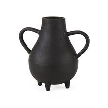  Black Matte Metal Two Handle Vase
