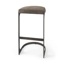  29" Brown Leather and Iron Backless Bar Chair
