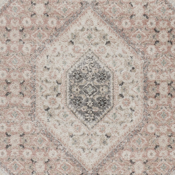 5’ X 7’ Gray and Soft Pink Traditional Area Rug