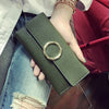 Faux Leather Cell Wallet with Gold Clasp