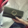 Faux Leather Cell Wallet with Gold Clasp