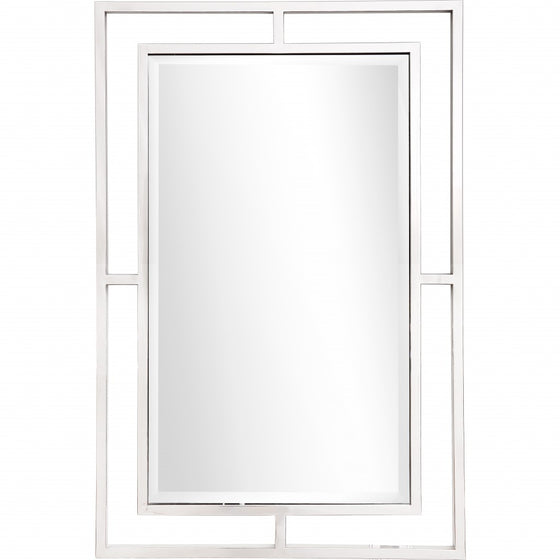 Silver Rectangle Accent Metal Mirror