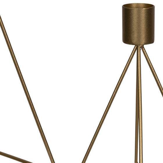 Set Of Two Gold Metal Geometric Candle Holders