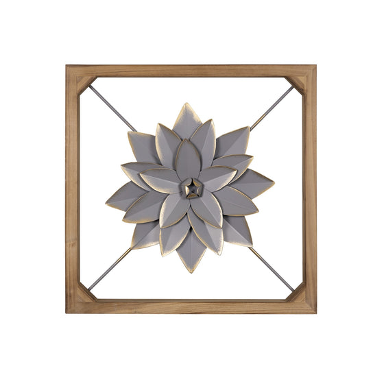 Grey Metal & Wood Framed Wall Flower | Available in 2 Styles