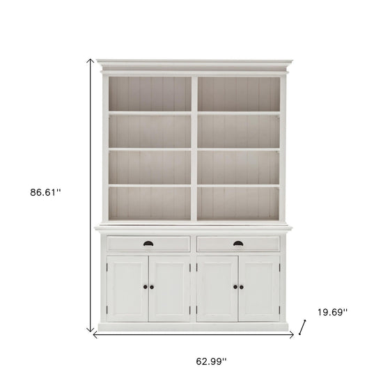 Classic White Hutch Bookcase Unit