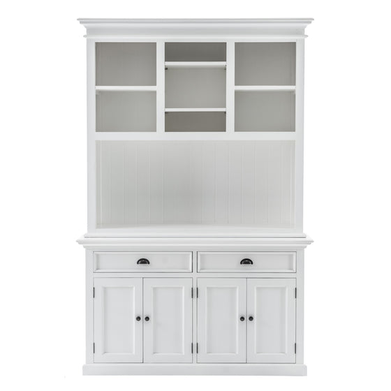 Classic White Buffet Hutch Unit With 2 Adjustable Shelves