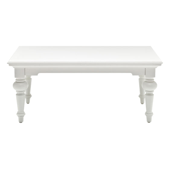 47" Classic White Manufactured Wood and Solid Wood Rectangular Coffee Table