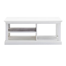  47" White Solid Wood Rectangular Coffee Table with Three Shelves