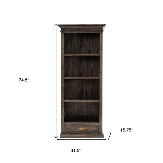 Black Wash Bookcase With One Drawer