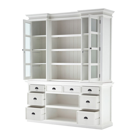 Classic White Library Hutch with Basket Set