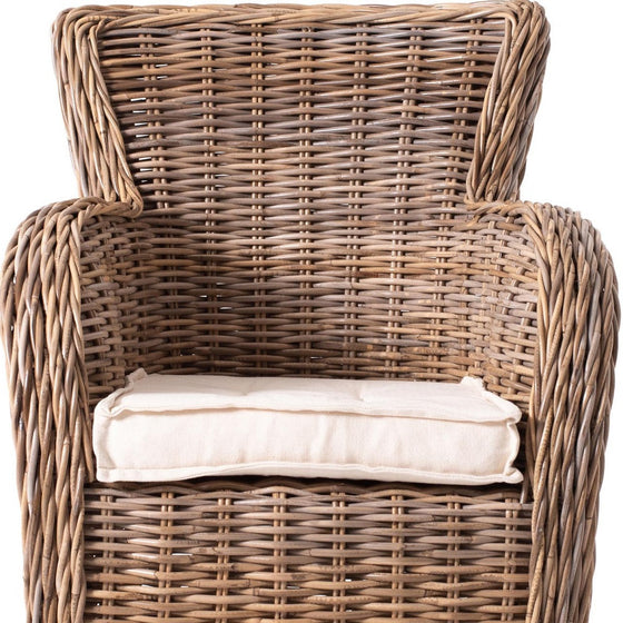 Set Of Two Wide Edge Wicker Chairs with Seat Cushion