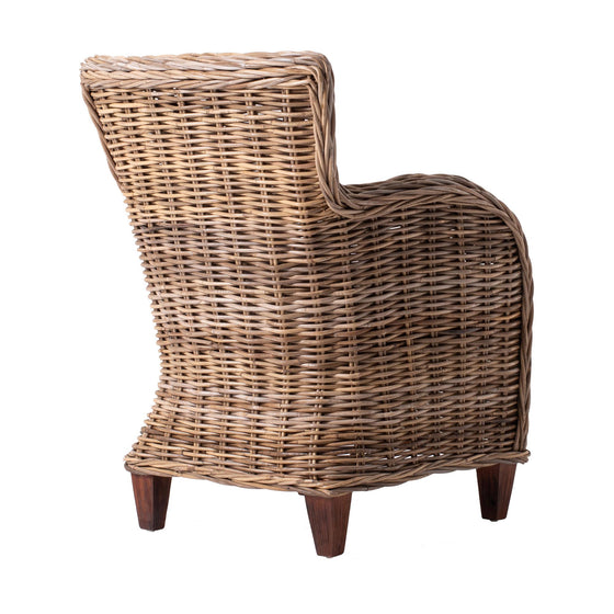 Set Of Two Wide Edge Wicker Chairs with Seat Cushion