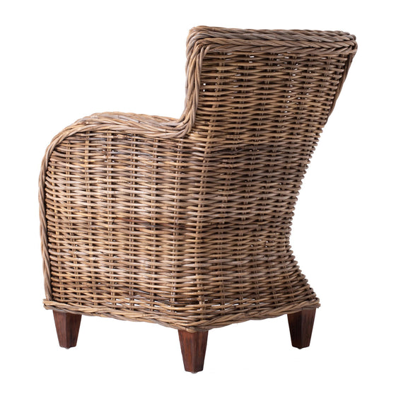 Set Of Two Wide Edge Wicker Chairs with Seat Cushion