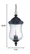 XL Three Light Matte Black Urn Shaped Hanging Light