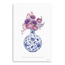  Blue And White Happiness Floral Vase Canvas Wall Art | Available in 2 Sizes