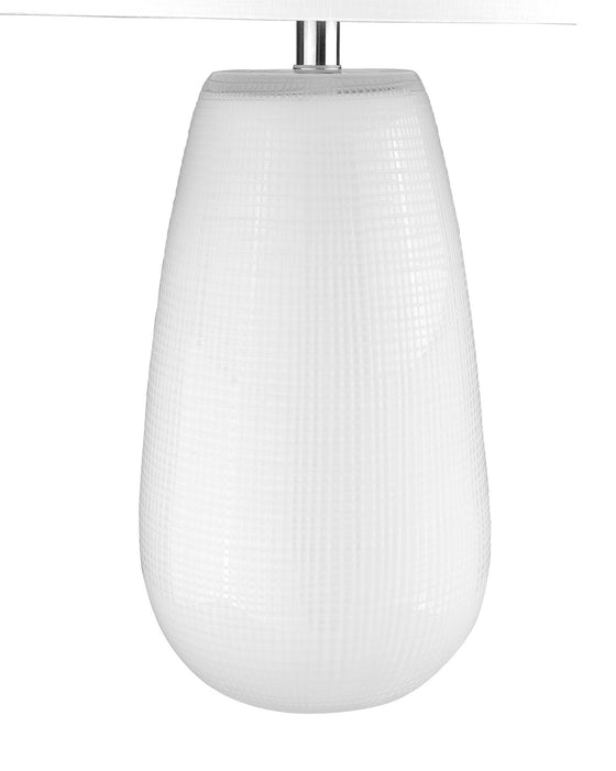 28" White Ceramic Column Table Lamp with White Drum Shade