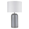 30" Gray Glass Column Table Lamp with White Drum Shade