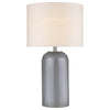 30" Gray Glass Column Table Lamp with White Drum Shade