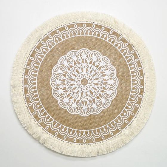 Braided Jute Placemat with Decorative Round Fringe Edge | Available in 10 Styles