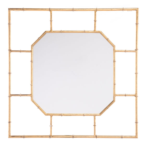 Bamboo Square Mirror Gold