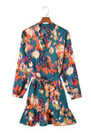 Abstract Print Waist Belted Long Sleeve Dress | Other Colors Available