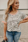 Cheetah Print with Jewel Neckline T-Shirt