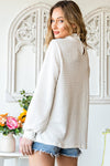 White Smocked Casual Textured Bishop Sleeve Blouse