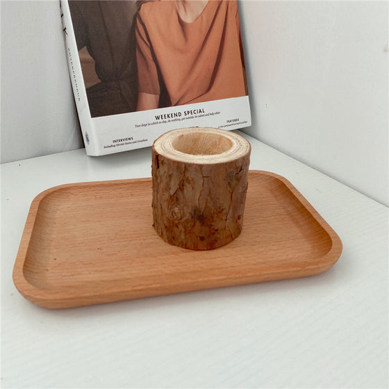 Raw Pine Candlestick Holders