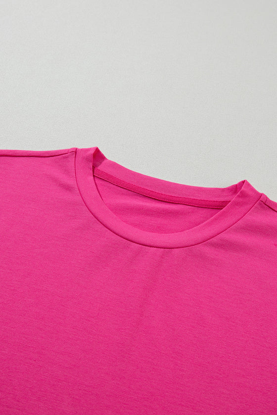 Pink Solid Color Basic Crew Neck Plain Tee | Available in 7 Colors