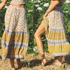 Women's Colorful Bohemian Patterned High Waisted Long Skirt