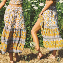  Women's Colorful Bohemian Patterned High Waisted Long Skirt