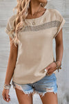 Khaki Crochet Detail Shirt for Women