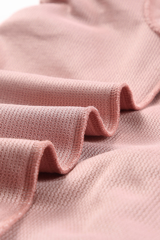 Pink Solid Ribbed Round Neck Pullover Sweatshirt |Available in 6 Colors