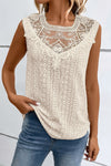 Apricot Lace Crochet Sleeveless Top