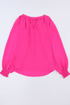 Rose Pleated V Neck Puffy Sleeve Blouse | Available in 2 Colors