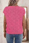 Bright Pink Lattice Textured Blouse | Available in 2 Colors