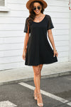 Black Casual Raglan Sleeve Basic Dress for Women