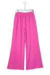 Pink Elastic High Waisted Wide Leg Sweatpants with Pockets