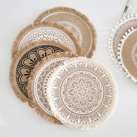 Braided Jute Placemat with Decorative Round Fringe Edge | Available in 10 Styles