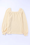 Pink Waffle Texture Casual Square Neck Pullover Top | Available in 5 Colors