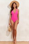 Black Deep V Neck Crossover Backless Ruched High Cut Monokini